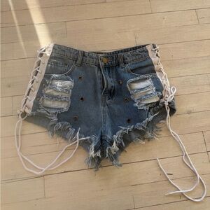 Denim Lace-Up Women jeans Shorts